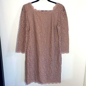 Adrianna Papell dusty rose lace cocktail dress